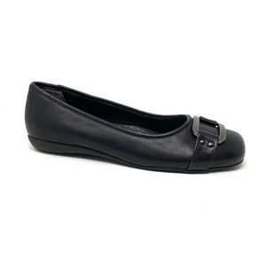 Trotters Sizzle Black Leather Ballet Flats